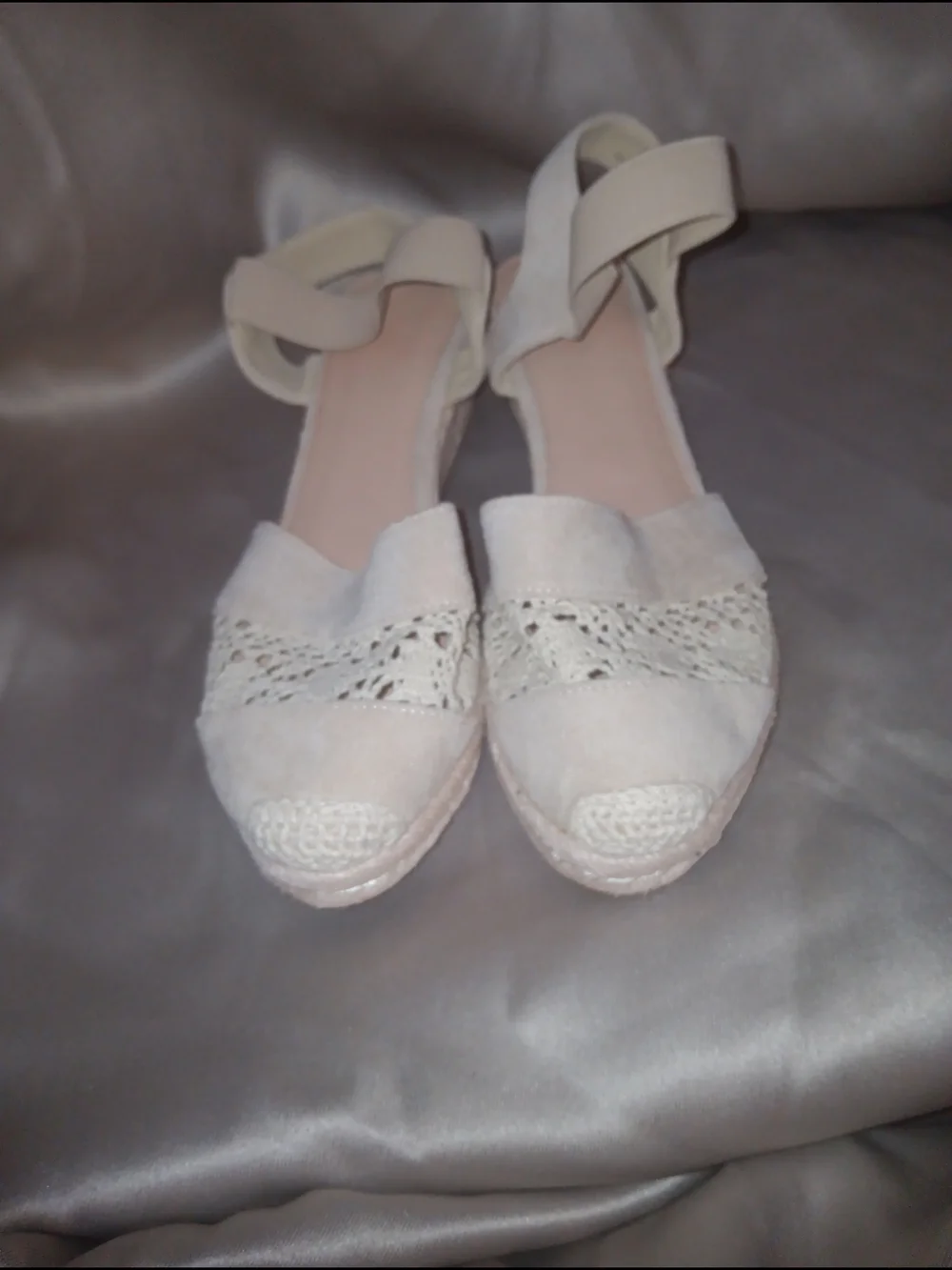 Women's Crochet-Detail Ankle-Strap Espadrilles in Cream